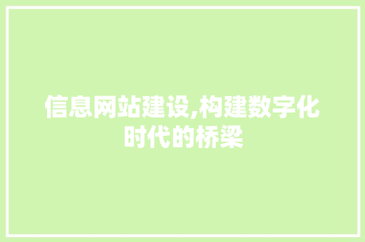 信息网站建设,构建数字化时代的桥梁