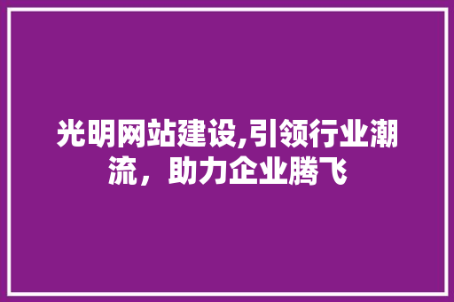 光明网站建设,引领行业潮流，助力企业腾飞