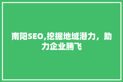 南阳SEO,挖掘地域潜力，助力企业腾飞
