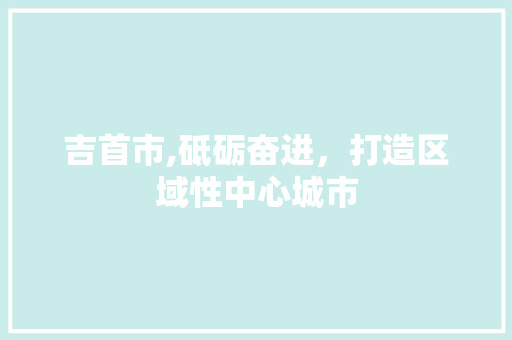 吉首市,砥砺奋进，打造区域性中心城市