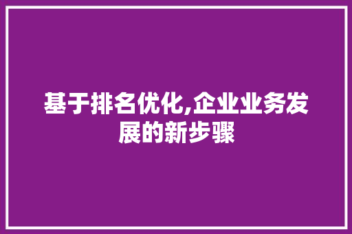 基于排名优化,企业业务发展的新步骤