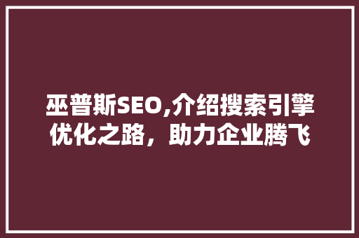 巫普斯SEO,介绍搜索引擎优化之路，助力企业腾飞