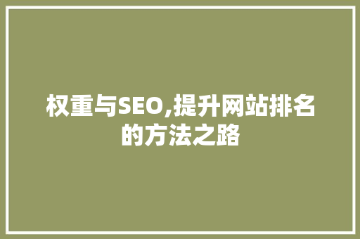 权重与SEO,提升网站排名的方法之路  第1张