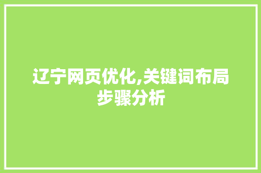 辽宁网页优化,关键词布局步骤分析