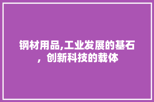 钢材用品,工业发展的基石，创新科技的载体