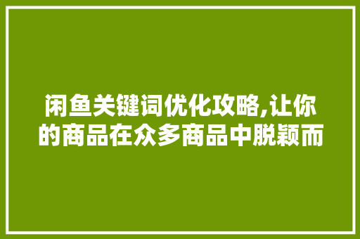闲鱼关键词优化攻略,让你的商品在众多商品中脱颖而出