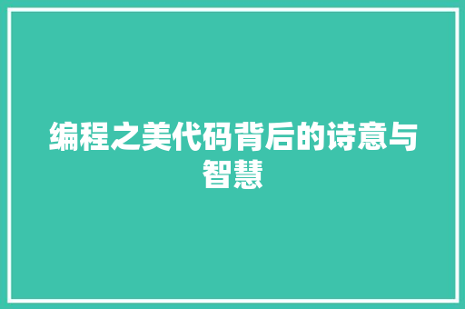 编程之美代码背后的诗意与智慧