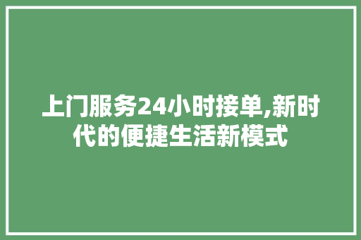 上门服务24小时接单,新时代的便捷生活新模式