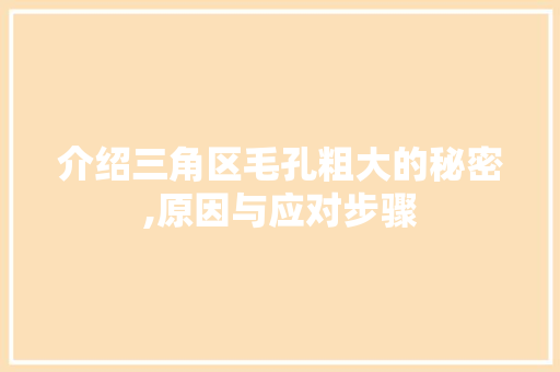 介绍三角区毛孔粗大的秘密,原因与应对步骤