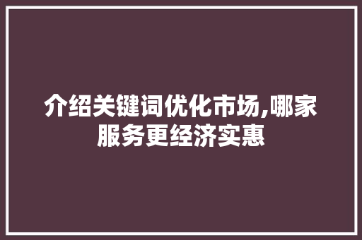 介绍关键词优化市场,哪家服务更经济实惠