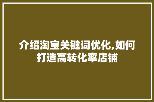 介绍淘宝关键词优化,如何打造高转化率店铺