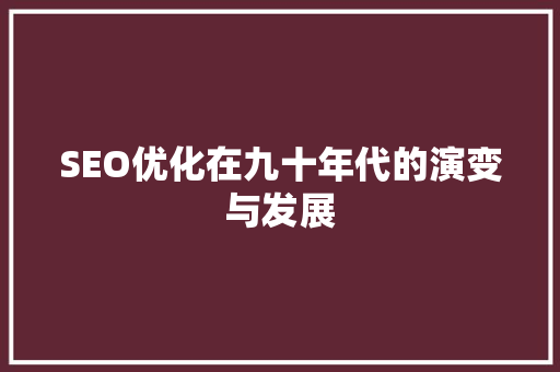 SEO优化在九十年代的演变与发展