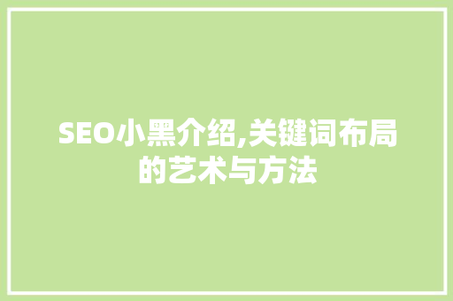 SEO小黑介绍,关键词布局的艺术与方法