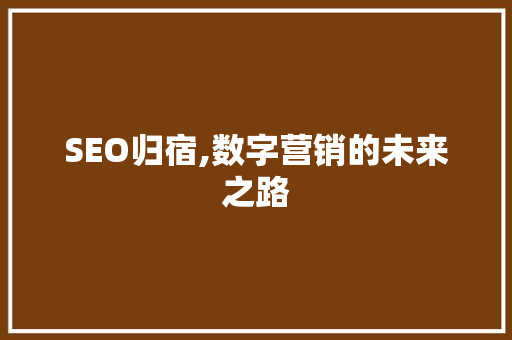 SEO归宿,数字营销的未来之路  第1张
