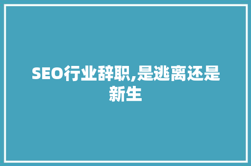 SEO行业辞职,是逃离还是新生