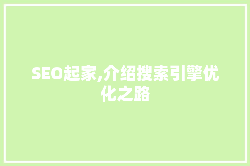 SEO起家,介绍搜索引擎优化之路