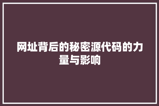 网址背后的秘密源代码的力量与影响