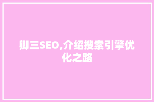 卿三SEO,介绍搜索引擎优化之路