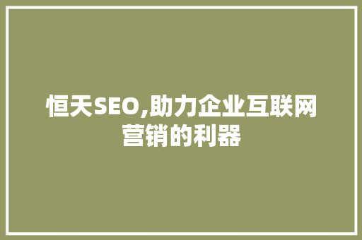 恒天SEO,助力企业互联网营销的利器