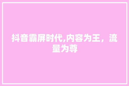 抖音霸屏时代,内容为王，流量为尊  第1张