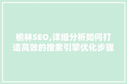 榆林SEO,详细分析如何打造高效的搜索引擎优化步骤