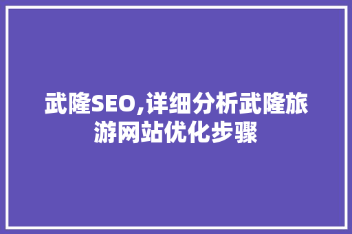 武隆SEO,详细分析武隆旅游网站优化步骤