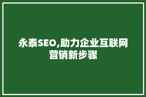 永泰SEO,助力企业互联网营销新步骤