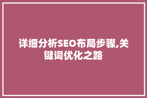 详细分析SEO布局步骤,关键词优化之路