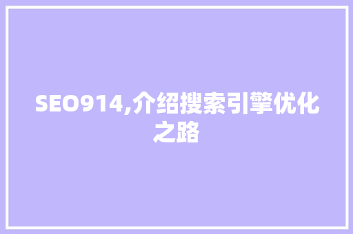 SEO914,介绍搜索引擎优化之路