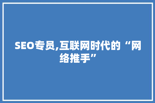SEO专员,互联网时代的“网络推手”