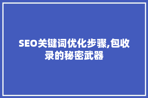 SEO关键词优化步骤,包收录的秘密武器