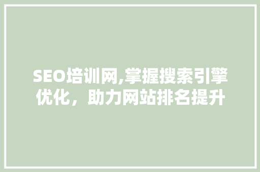 SEO培训网,掌握搜索引擎优化，助力网站排名提升