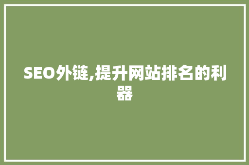 SEO外链,提升网站排名的利器
