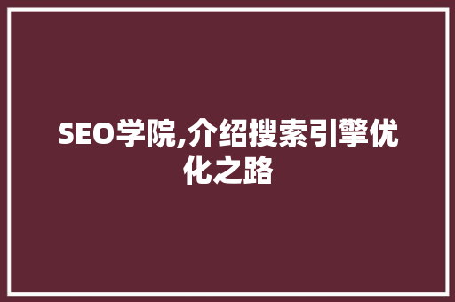 SEO学院,介绍搜索引擎优化之路