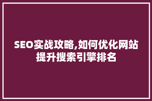 SEO实战攻略,如何优化网站提升搜索引擎排名