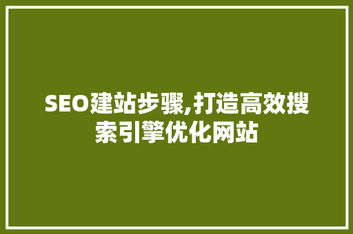 SEO建站步骤,打造高效搜索引擎优化网站