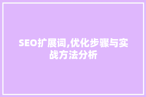SEO扩展词,优化步骤与实战方法分析