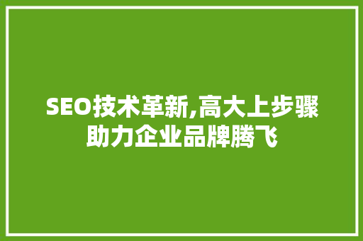 SEO技术革新,高大上步骤助力企业品牌腾飞