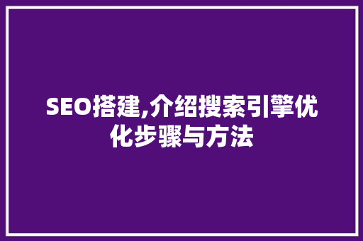 SEO搭建,介绍搜索引擎优化步骤与方法