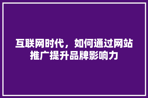 互联网时代，如何通过网站推广提升品牌影响力