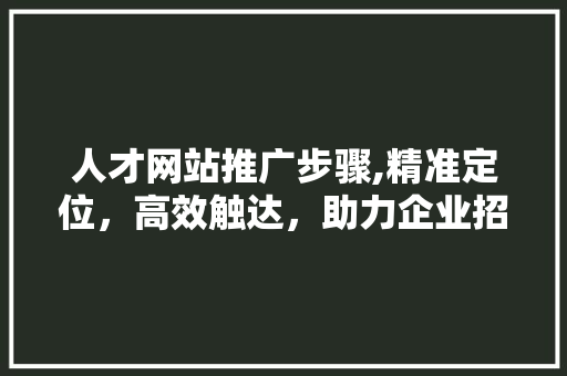 人才网站推广步骤,精准定位，高效触达，助力企业招贤纳士