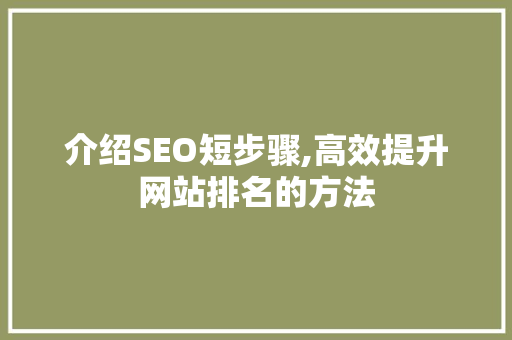 介绍SEO短步骤,高效提升网站排名的方法