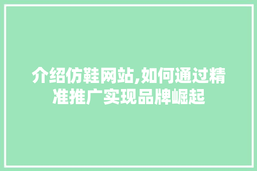 介绍仿鞋网站,如何通过精准推广实现品牌崛起