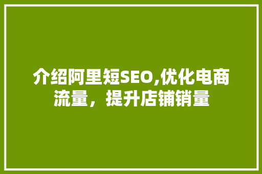介绍阿里短SEO,优化电商流量，提升店铺销量