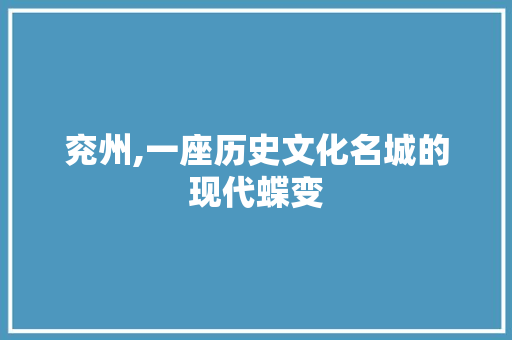 兖州,一座历史文化名城的现代蝶变
