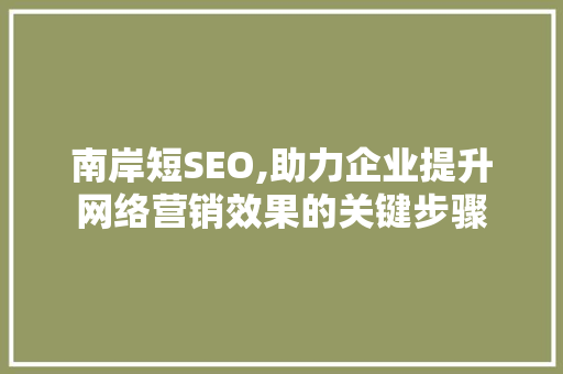 南岸短SEO,助力企业提升网络营销效果的关键步骤