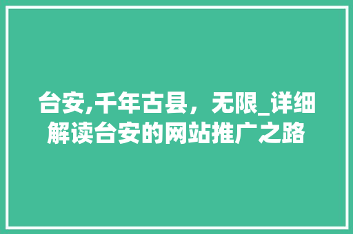 台安,千年古县，无限_详细解读台安的网站推广之路