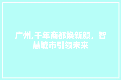 广州,千年商都焕新颜，智慧城市引领未来