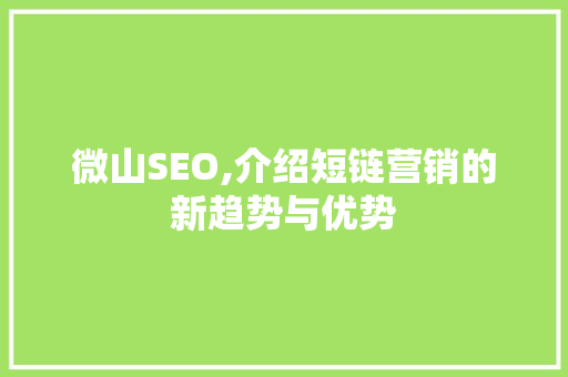 微山SEO,介绍短链营销的新趋势与优势  第1张