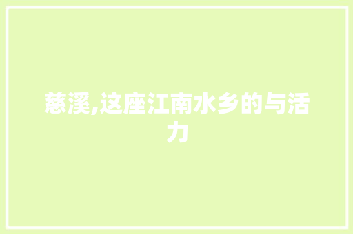 慈溪,这座江南水乡的与活力